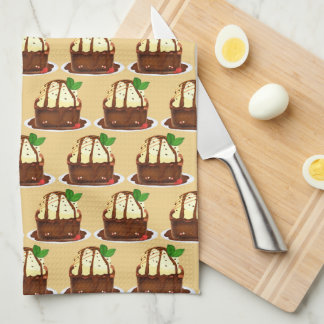 Chocolate Brownie With Vanilla Ice Cream Tea Towel