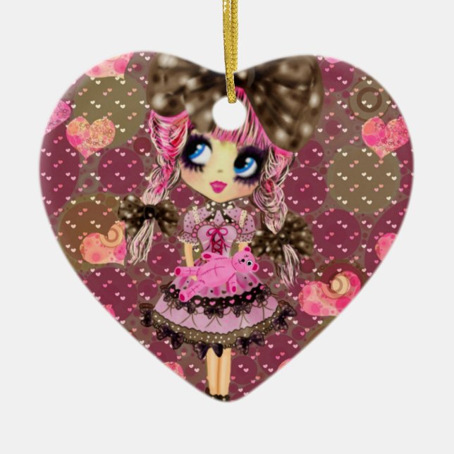 Chocolate Bubbles Kawaii Sweet Lolita PinkyP Ceramic Ornament (Front)