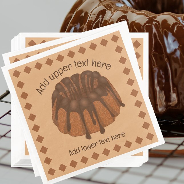 Chocolate Bundt Sponge Ring Shape Cake - own text Napkin (Creator Uploaded)