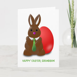 Chocolate Bunny Happy Easter Grandson Holiday Card