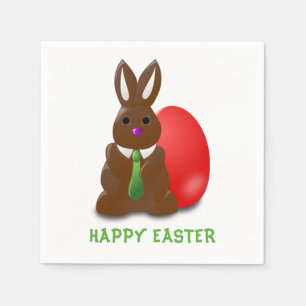 Chocolate Bunny Happy Easter Paper Napkin
