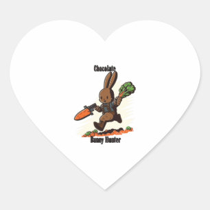 Chocolate Bunny Hunter Heart Sticker