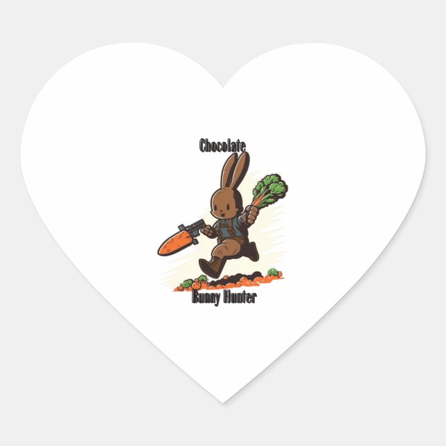 Chocolate Bunny Hunter Heart Sticker (Front)