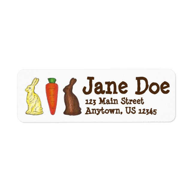 Chocolate Bunny Rabbit Carrot Easter Candy Return Address Label (Front)