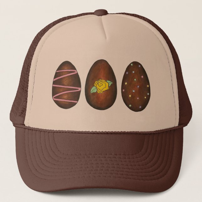 Chocolate Buttercream Easter Egg Bon Bon Candy Trucker Hat (Front)