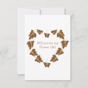 Chocolate Butterflies Design Flower Girl Request Invitation