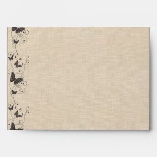 Chocolate Butterflies on Ecru Wedding Envelope
