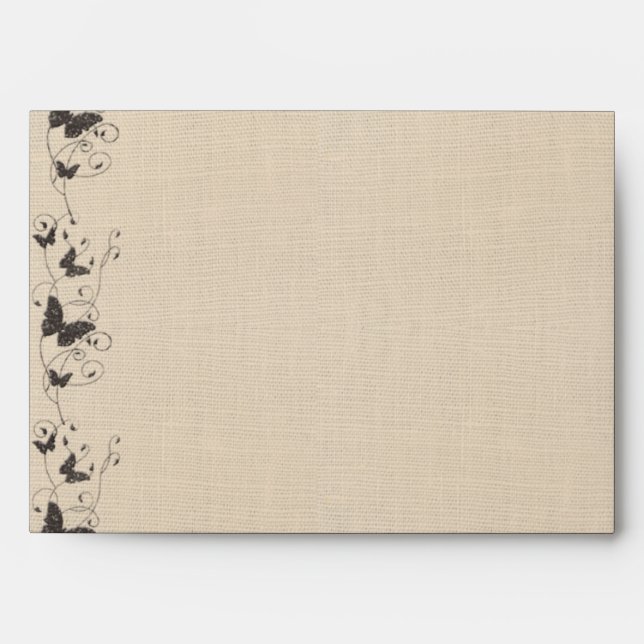 Chocolate Butterflies on Ecru Wedding Envelope (Front)