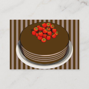 Chocolate Cake & Berries Business Cards