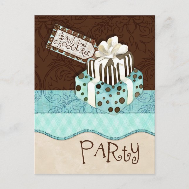 Chocolate Cake Birthday Party Invitation Postcard (Front)
