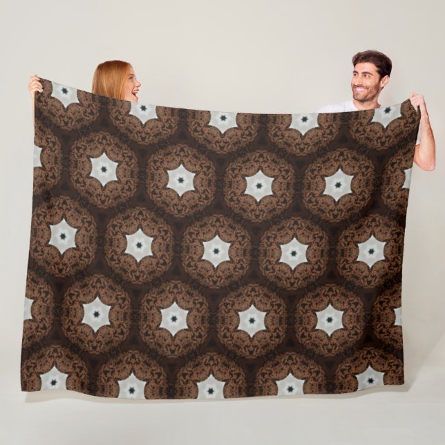 Chocolate Cake Brown Hexagon Pattern Fleece Blanket (In Situ)