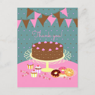 Chocolate cake girl birthday party postcard