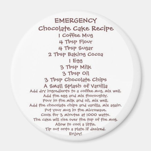 Chocolate Cake in a Mug Recipe 2 Magnet (Front)