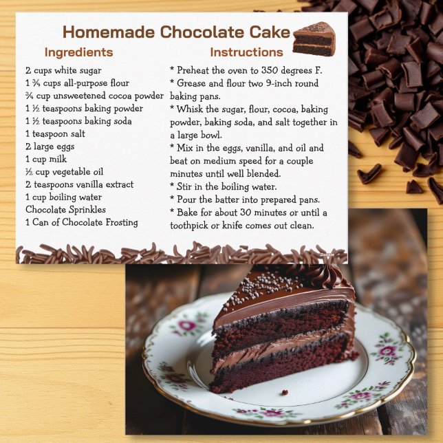 Chocolate Cake Recipe Card (Creator Uploaded)