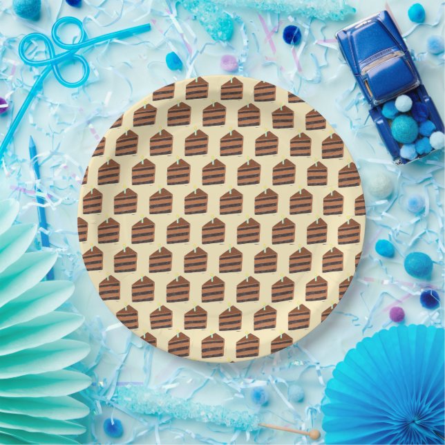 Chocolate Cake Slice  Paper Plate (Party)