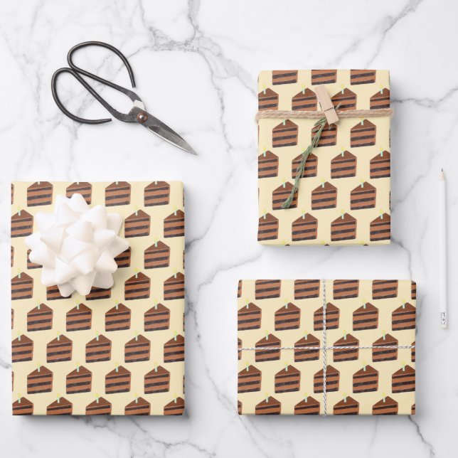 Chocolate Cake Slice  Wrapping Paper Sheet (Front)
