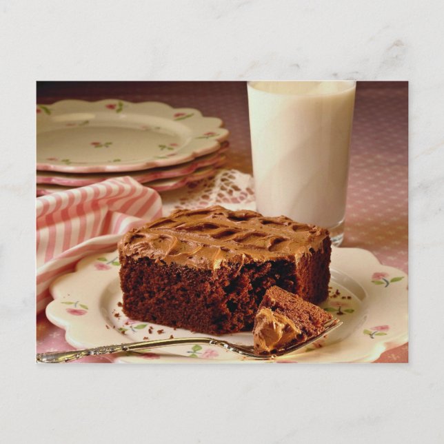 Chocolate cake square postcard (Front)