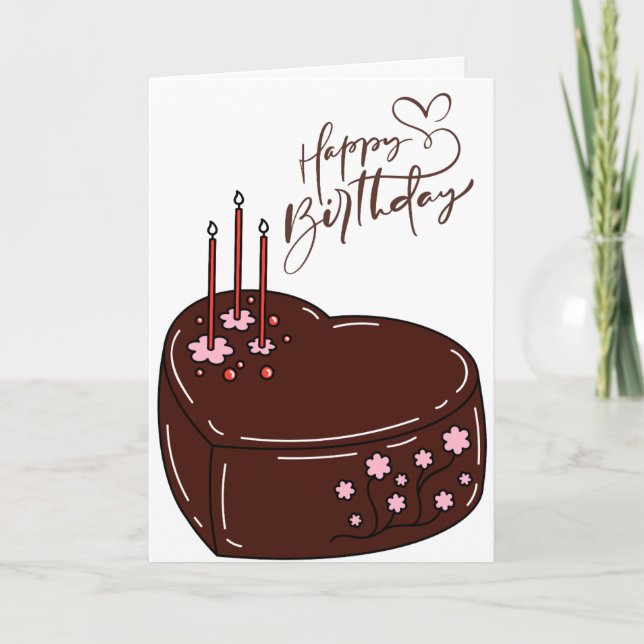  Chocolate Cake wishes Birthday card  (Front)