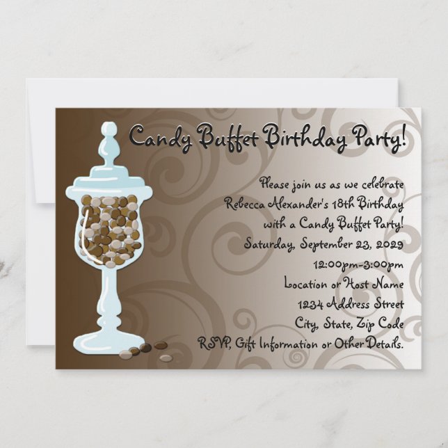 Chocolate Candy Buffet Bar, Urn of Sweets Invitation (Front)