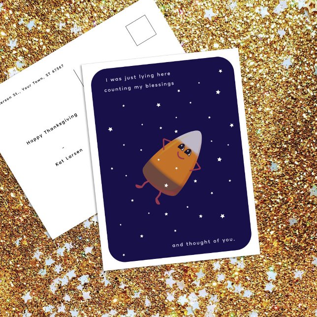 Chocolate Candy Corn "Counting My Blessings" Fall Holiday Postcard (Creator Uploaded)