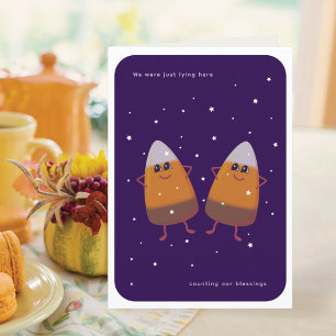 Chocolate Candy Corn Couple Fall & Thanksgiving Holiday Card