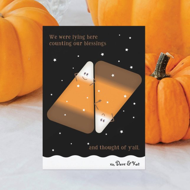 Chocolate Candy Corn Couple Happy Fall Card (Creator Uploaded)