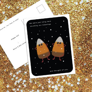Chocolate Candy Corn Couple Thanksgiving and Fall Holiday Postcard