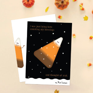 Chocolate Candy Corn Happy Fall Holiday Card