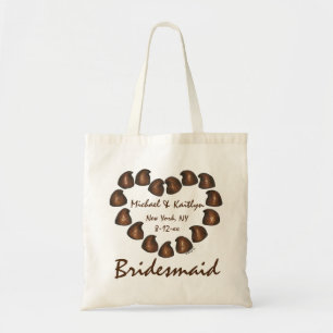 Chocolate Candy Heart Personalised Bridesmaid Gift Tote Bag