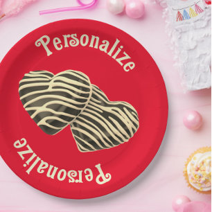 Chocolate candy heart red cute love paper plate