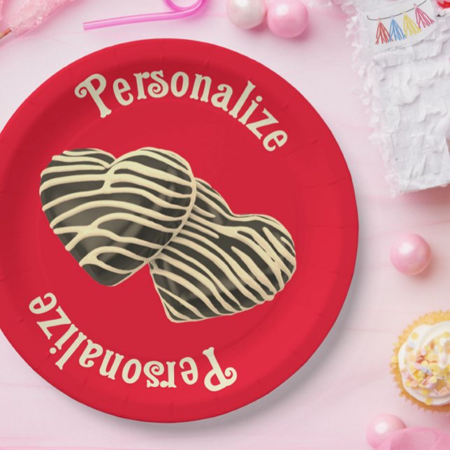 Chocolate candy heart red cute love paper plate (Creator Uploaded)
