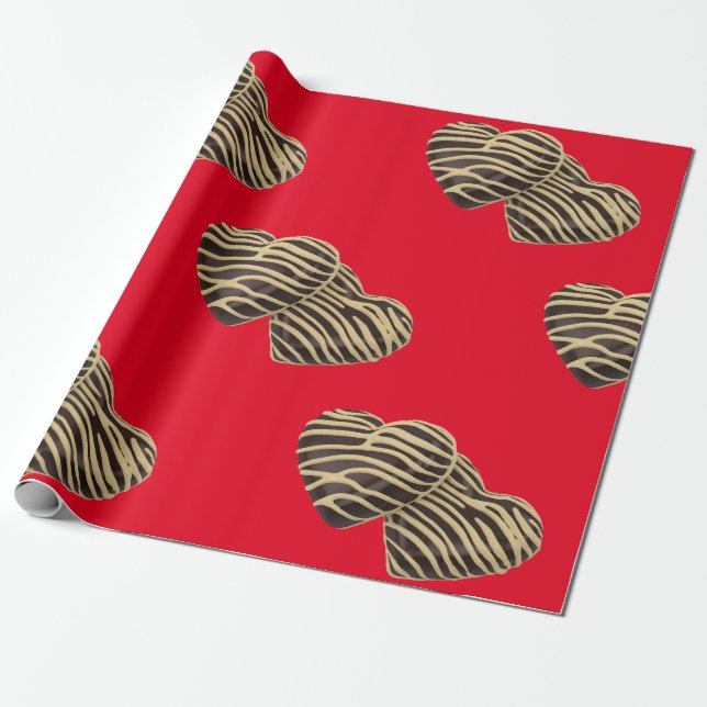 Chocolate candy hearts romantic red love cute wrapping paper (Unrolled)