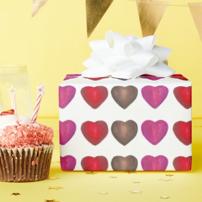 Chocolate Candy Hearts Valentine's Day Love Print Wrapping Paper (Birthday Party)