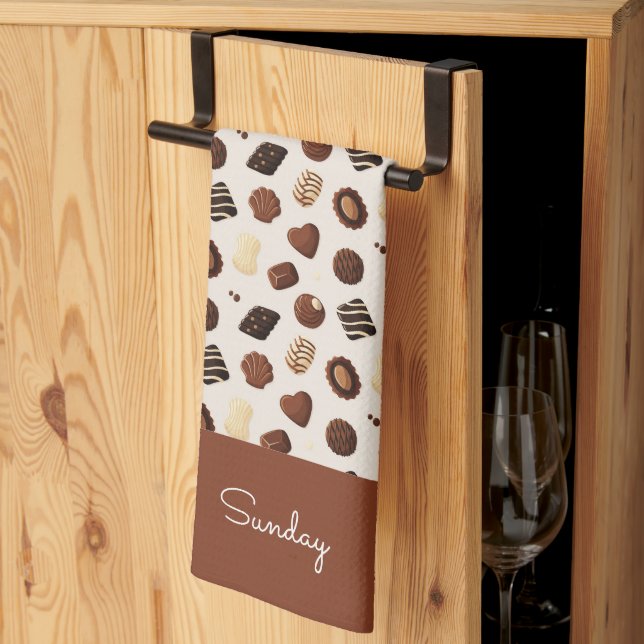 Chocolate candy pattern tea towel (Thirds Fold)
