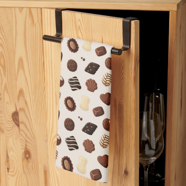 Chocolate candy pattern tea towel (Thirds Fold)