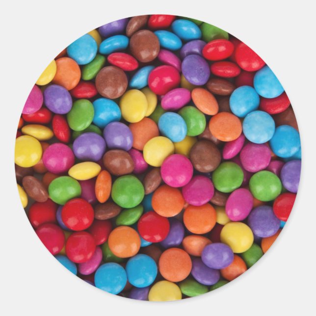 Chocolate candy rainbow colour classic round sticker (Front)