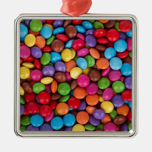 Chocolate candy rainbow colour metal ornament (Front)