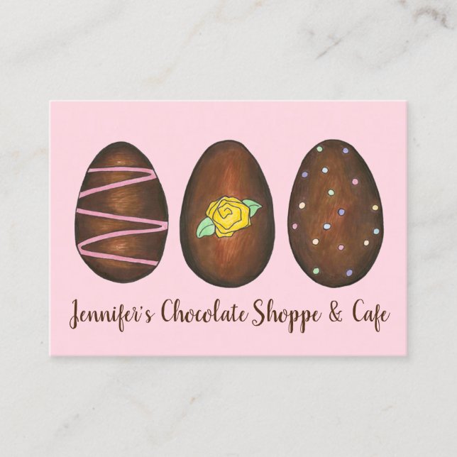 Chocolate Candy Shop Easter Eggs Chocolatier Sweet Business Card (Front)