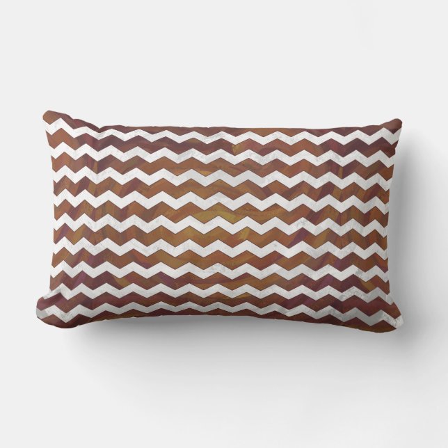 Chocolate Carmel Swirl Chevron Pattern Lumbar Cushion (Front)