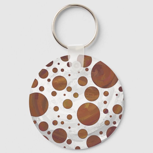 Chocolate Carmel Swirl Polka Dot Key Ring (Front)