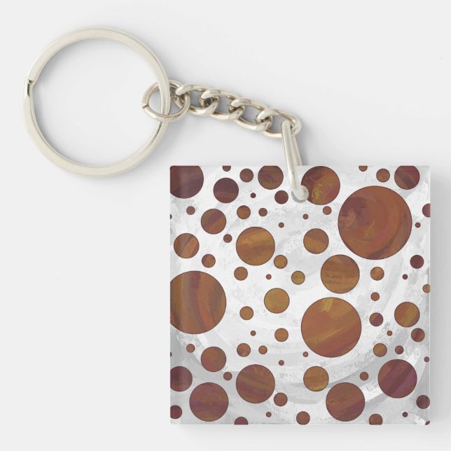 Chocolate Carmel Swirl Polka Dot Key Ring (Front)