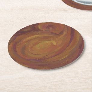 Chocolate Carmel Swirl Round Paper Coaster