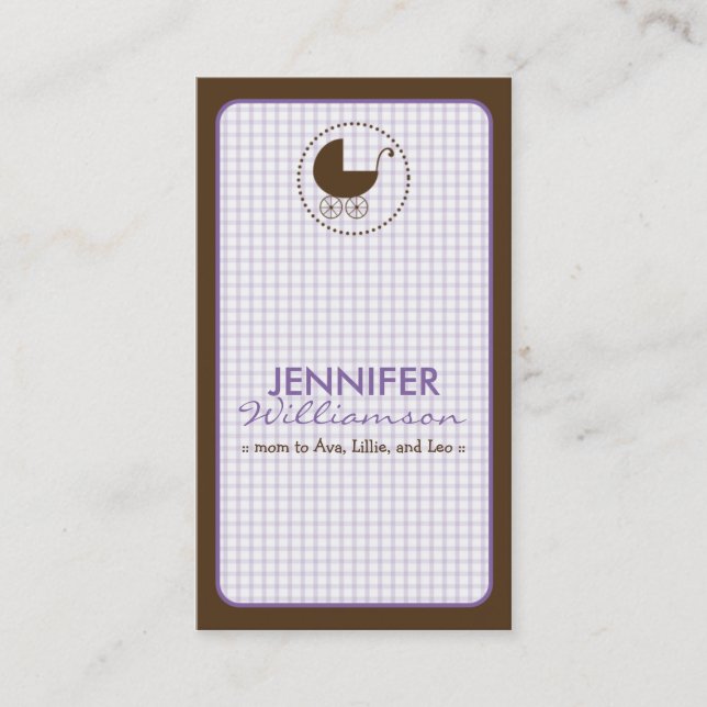 Chocolate Carriage Mummy Calling Card: lavender (Front)