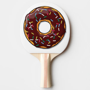 Chocolate Cartoon Doughnut with Sprinkles Ping Pong Paddle