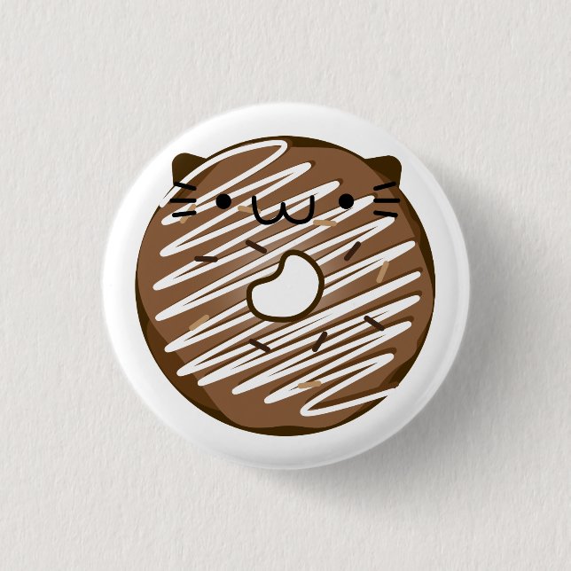Chocolate Cat Doughnut Button (Front)