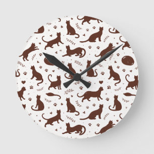 Chocolate Cats Round Clock