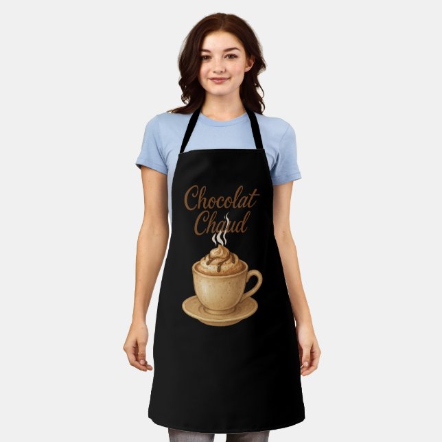 Chocolate Chaud Hot Chocolate Illustration Apron (Worn)