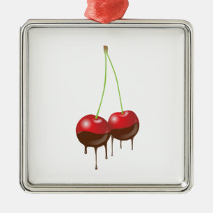 Chocolate cherries metal tree decoration