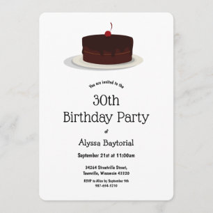 Chocolate Cherry Cake   Birthday Invitation