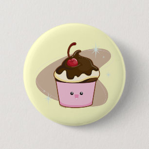 Chocolate Cherry Cupcake 6 Cm Round Badge